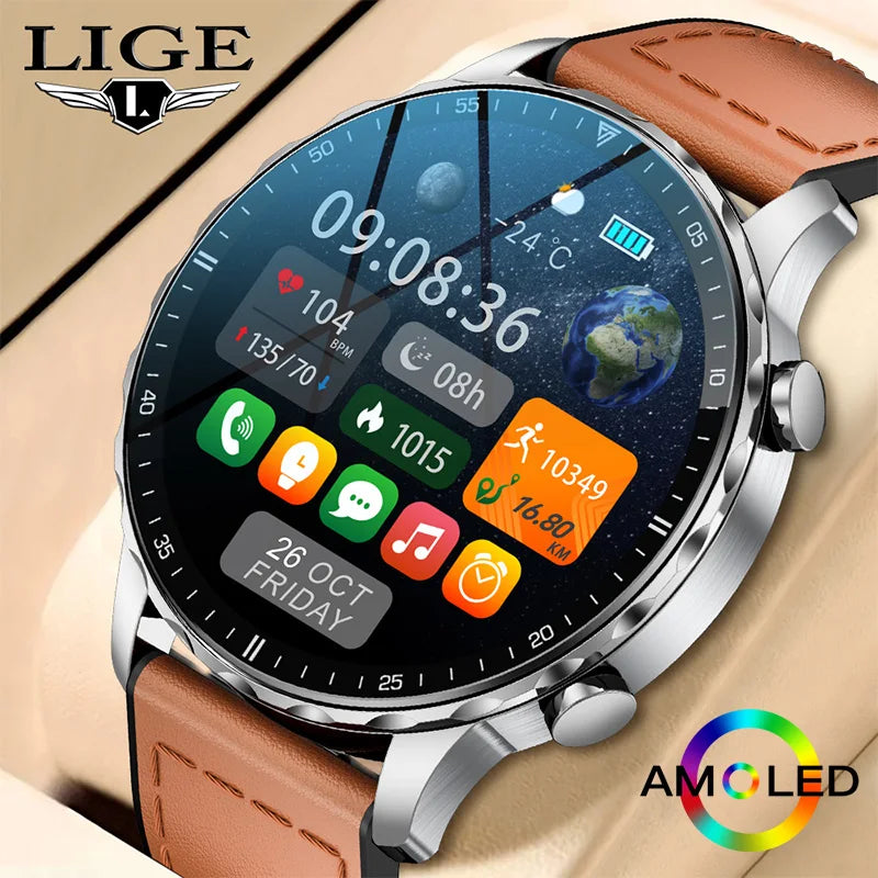 LIGE 2026 New Outdoor Sports Smart Watch Men 1.85“ HD Screen Heart Rate Bluetooth Call IP68 Waterproof Business Smartwatch Men