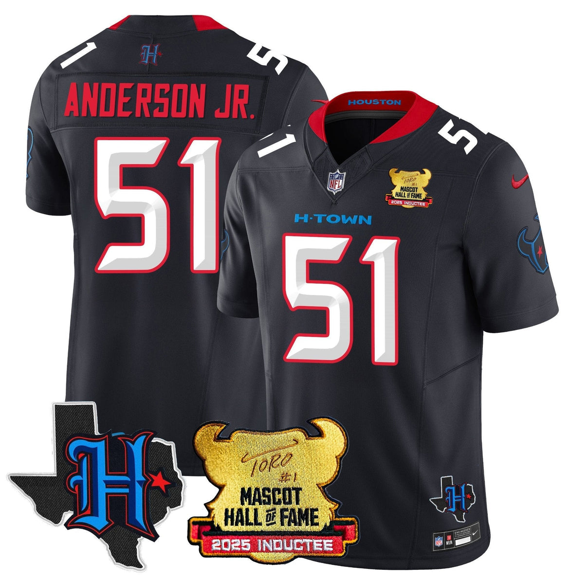 Houston Texans 2025 Mascot Hall Of Fame Jersey - All Stitched