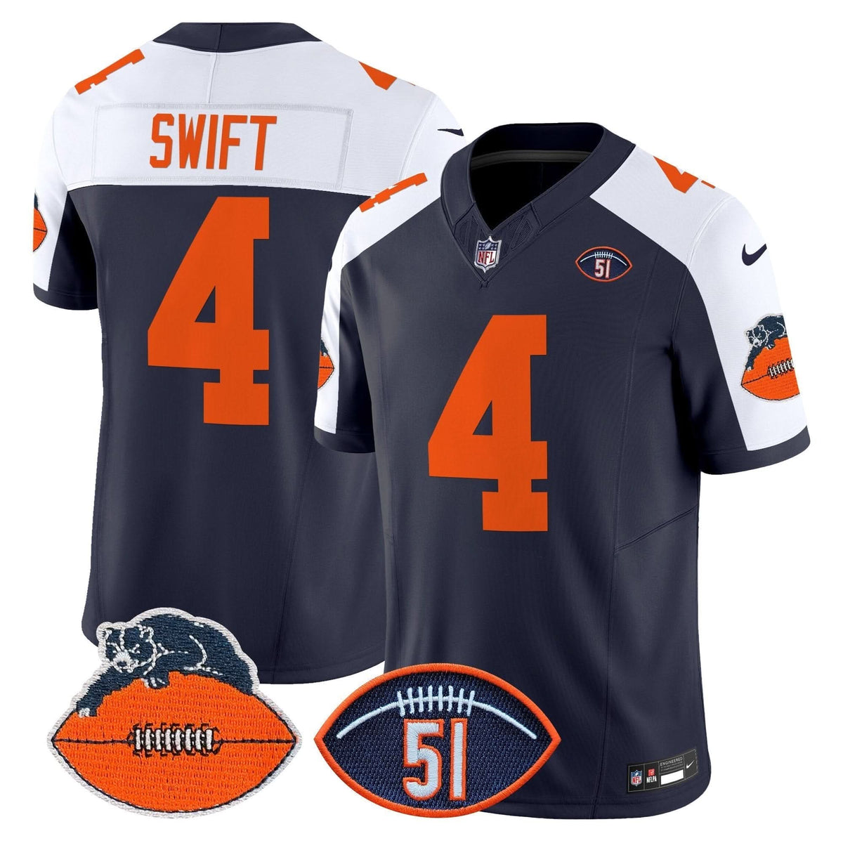Chicago Bears Dick Butkus Patch Throwback Vapor Limited Jersey - All Stitched