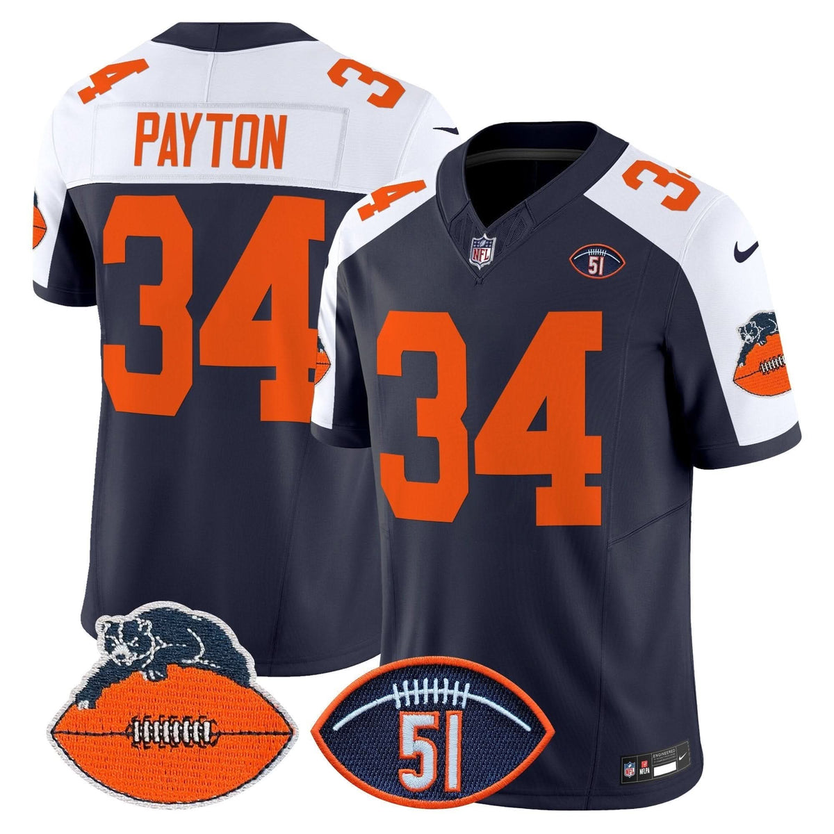 Chicago Bears Dick Butkus Patch Throwback Vapor Limited Jersey - All Stitched