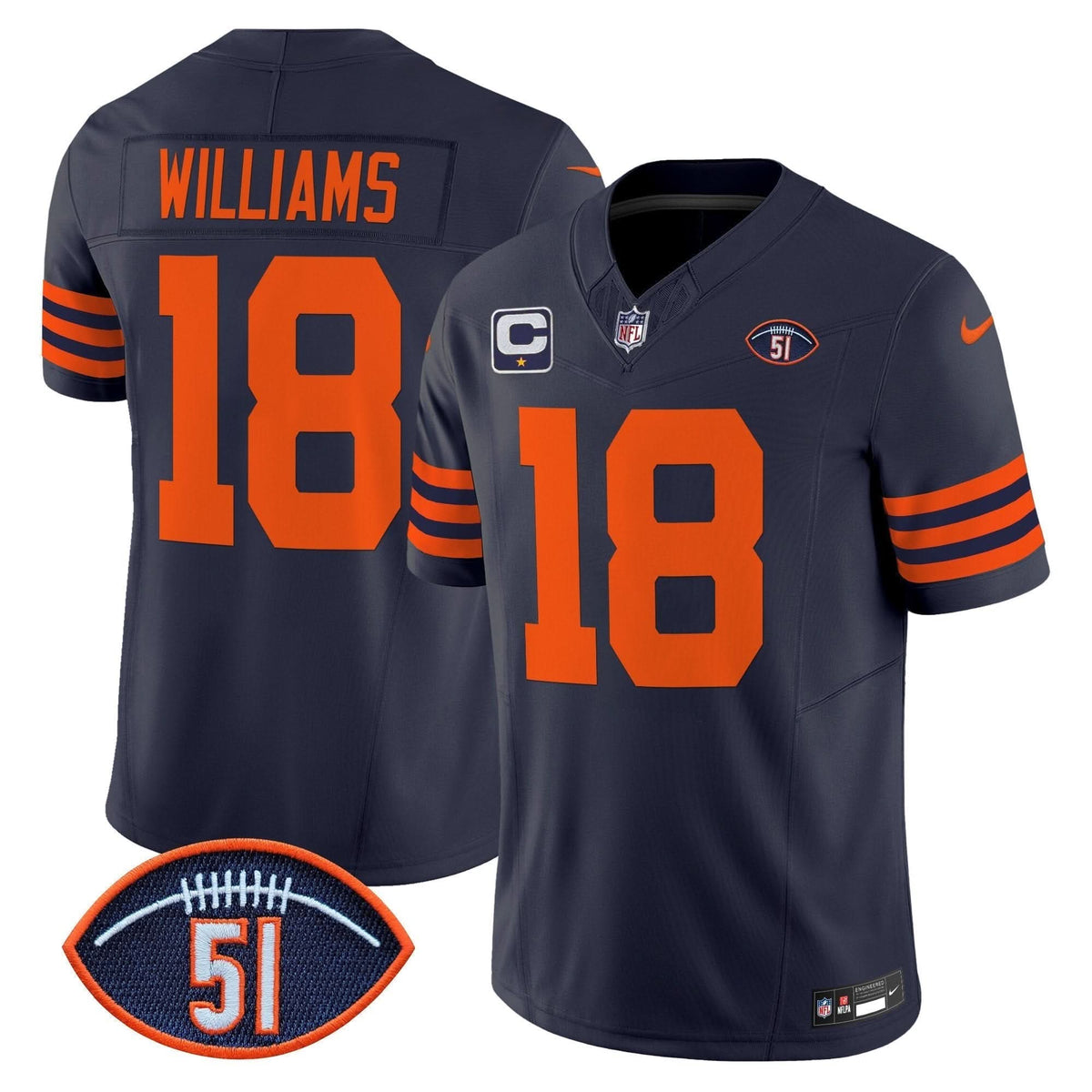 Chicago Bears Dick Butkus Patch Throwback Vapor Limited Jersey - All Stitched