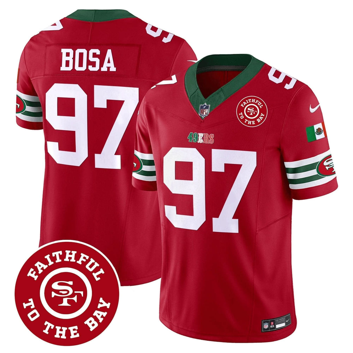 49ers Mexico Faithful To The Bay Patch Vapor Jersey - All Stitched