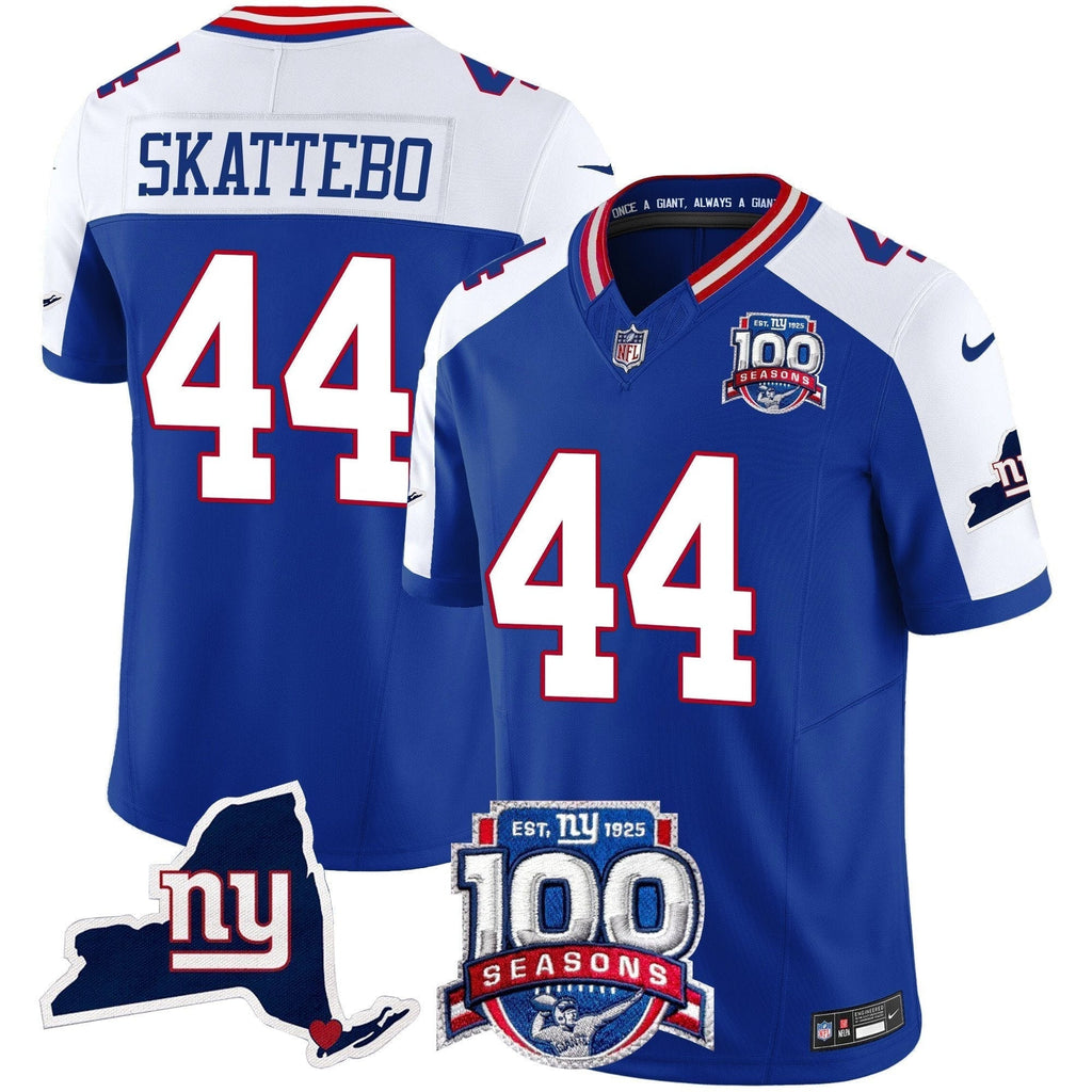 New York Giants 100th Season & State Patch Vapor Limited Jersey - All Stitched