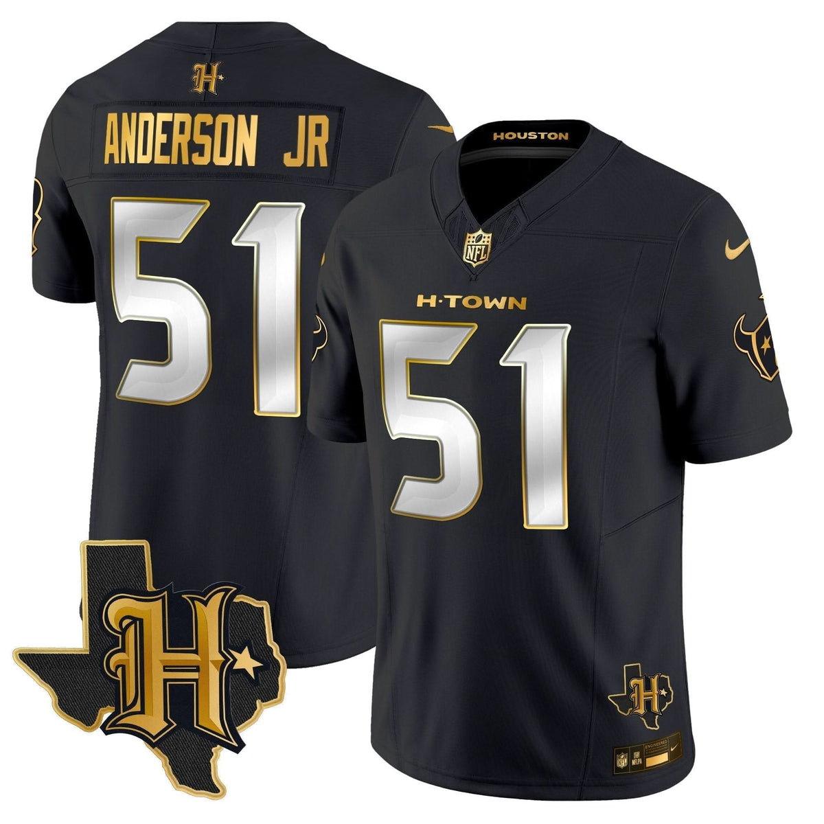 Houston Texans 2024 Texas Patch Gold Vapor Limited Jersey - All Stitched
