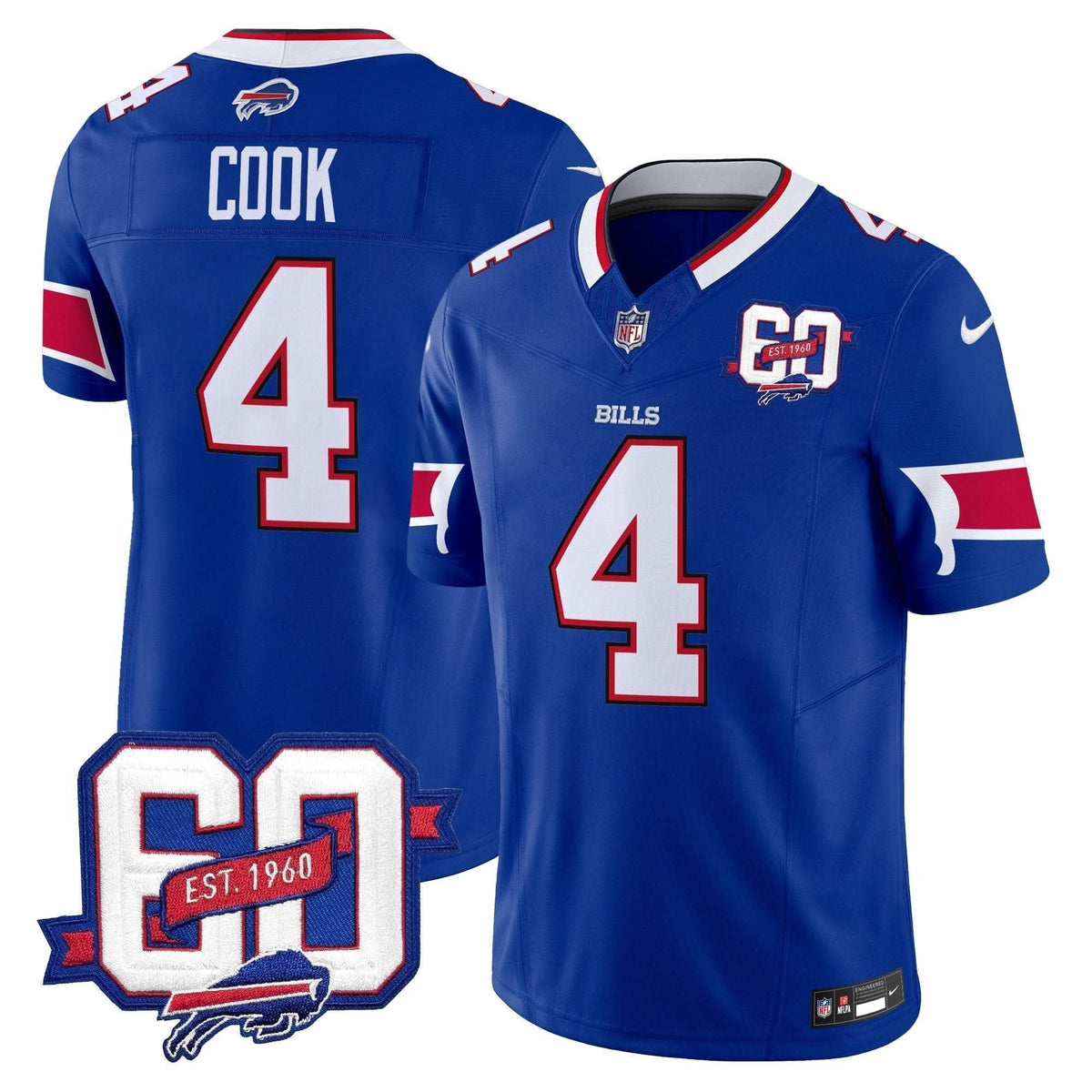 Bills 60th Anniversary Patch Vapor Limited Jersey - All Stitched