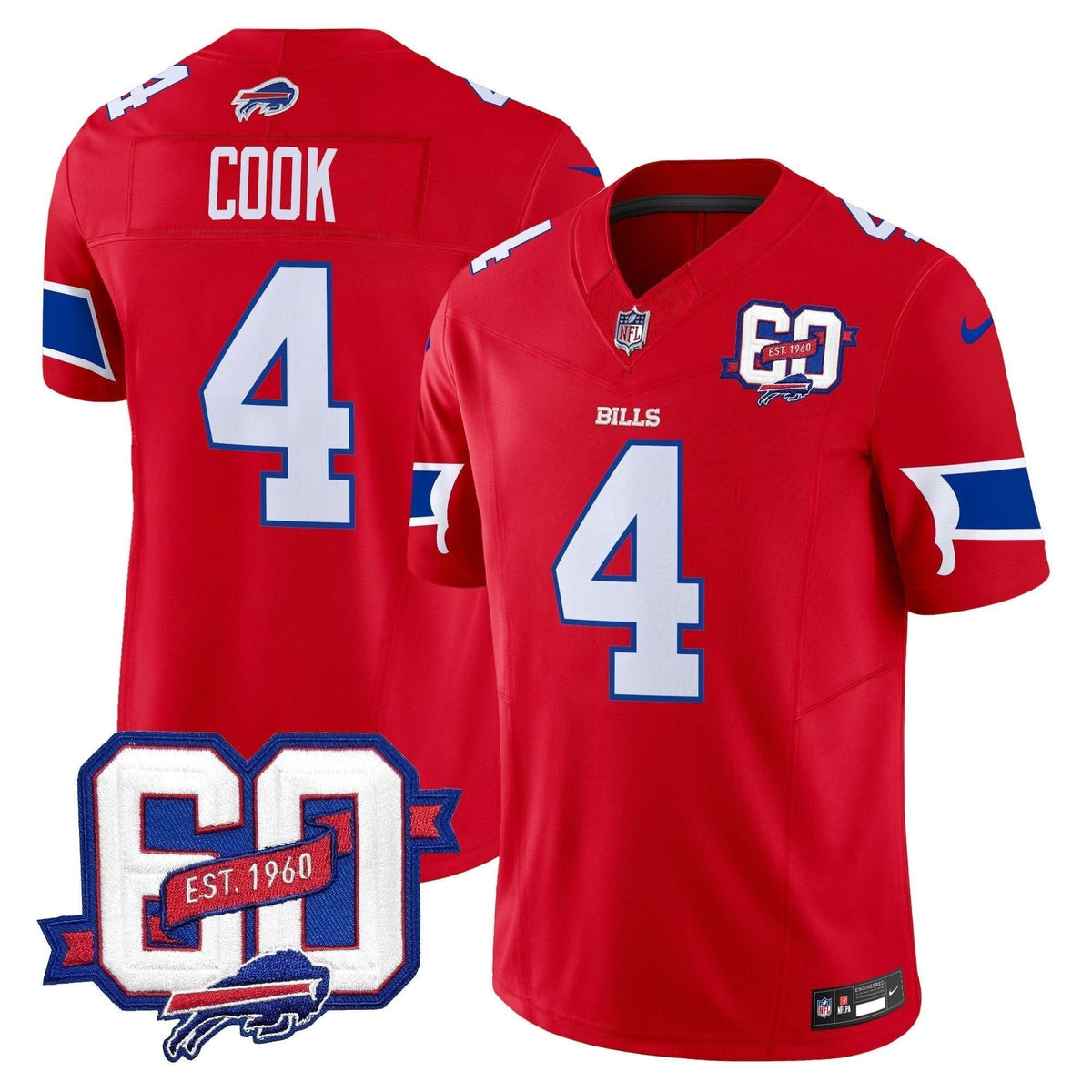 Bills 60th Anniversary Patch Vapor Limited Jersey - All Stitched