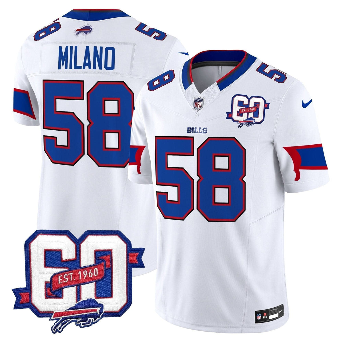 Bills 60th Anniversary Patch Vapor Limited Jersey - All Stitched