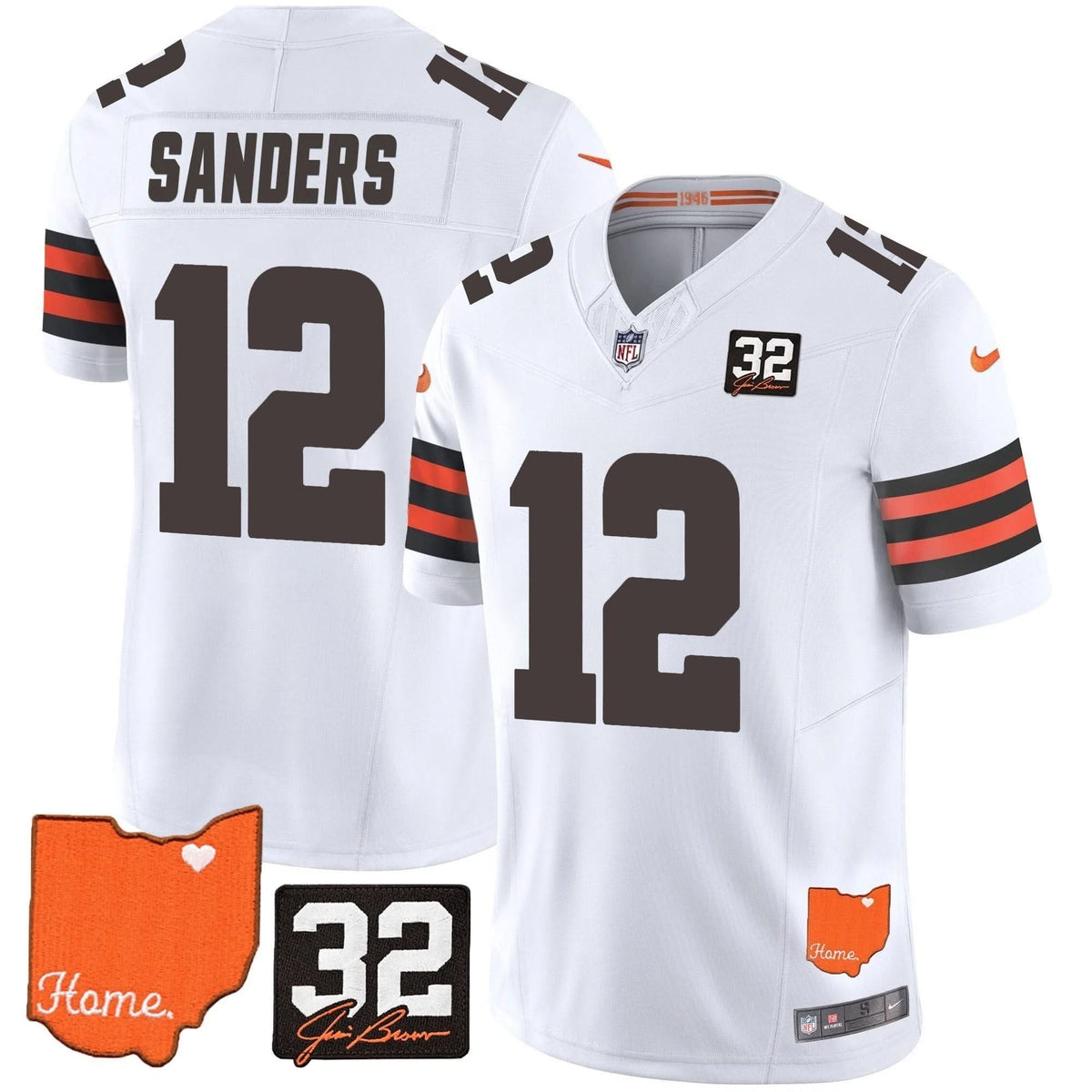 Browns #32 Jim Brown Memorial & Home Patch Vapor Limited Jersey - All Stitched
