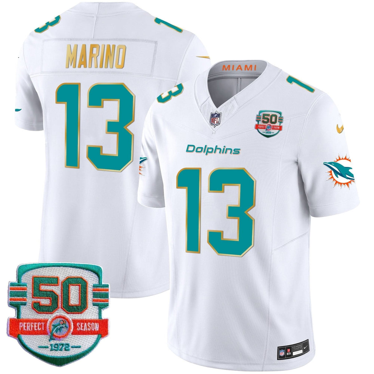 Dolphins Gold Trim Vapor Limited Jersey - All Stitched