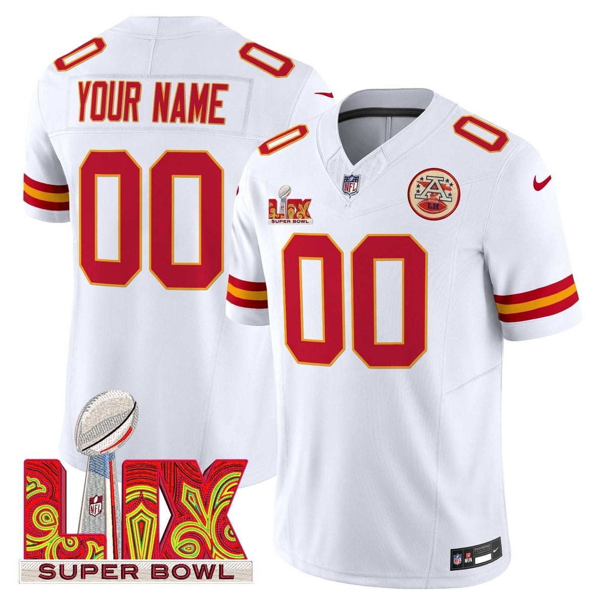 Chiefs Super Bowl LIX Patch Vapor Limited Custom Jersey - All Stitched