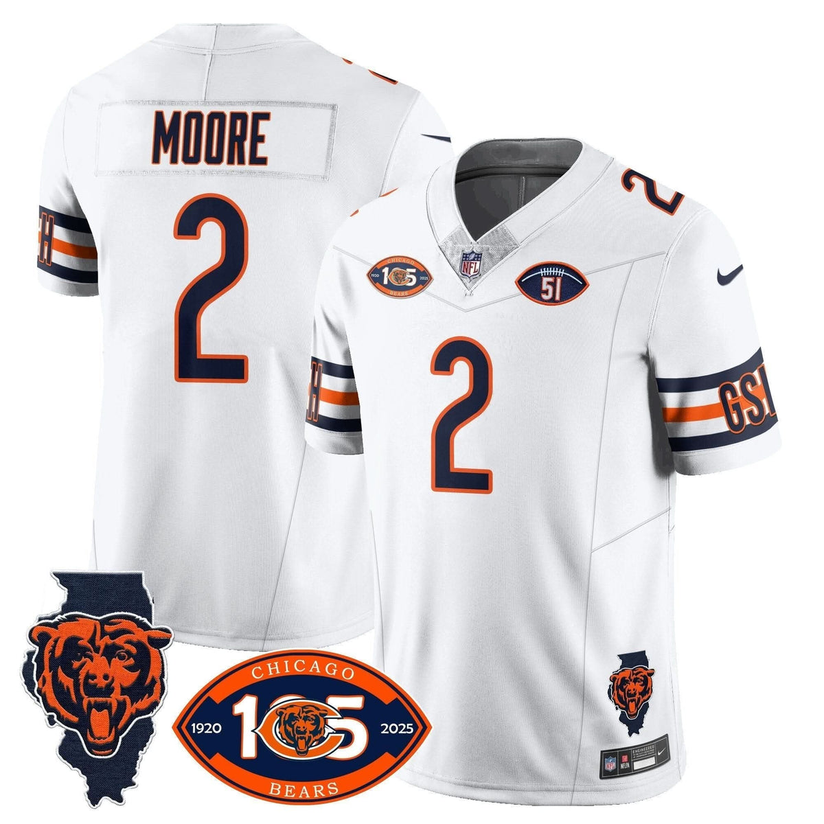 Bears 1920-2025 The Bears Vapor Limited Jersey - All Stitched
