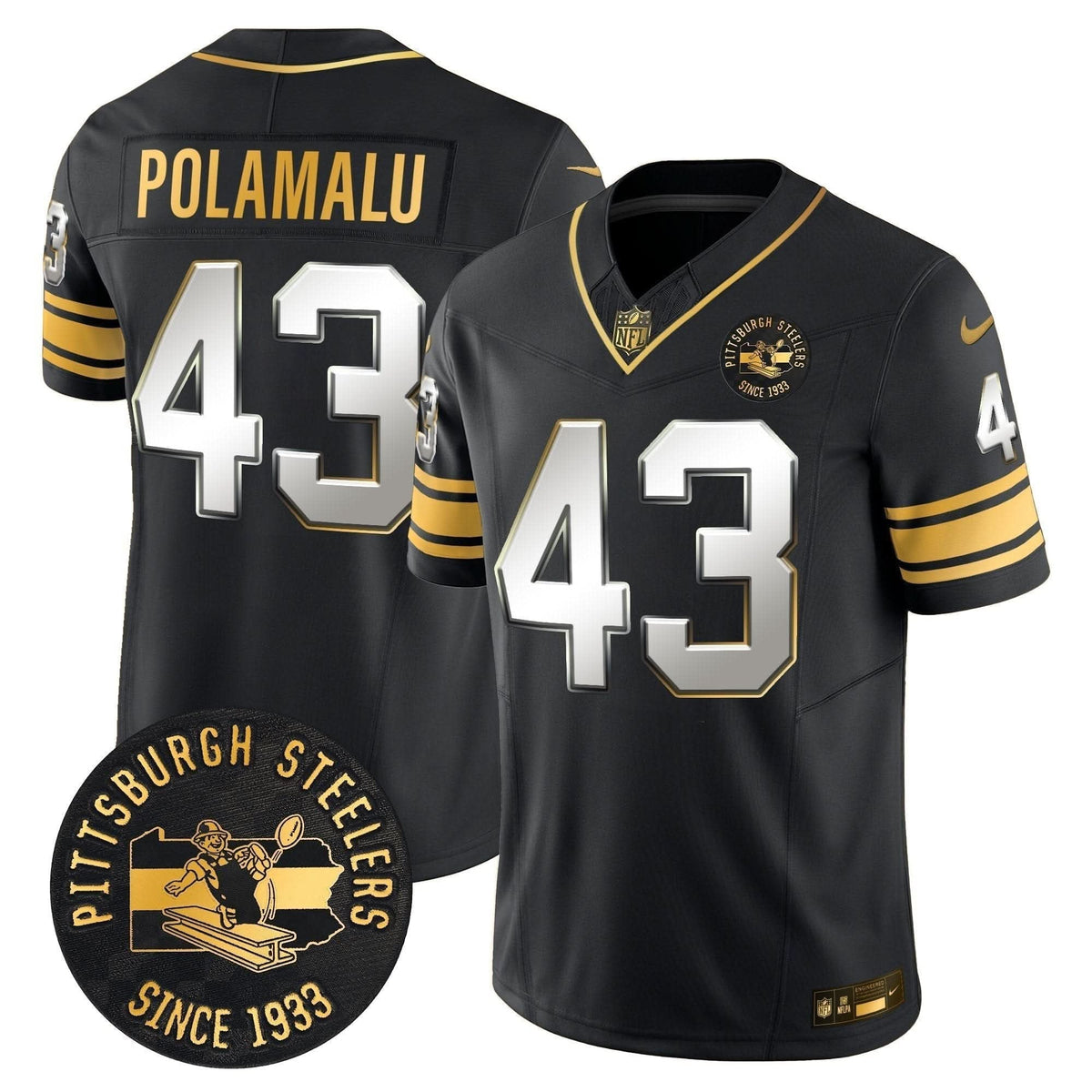 Pittsburgh Steelers Throwback 1933 Patch Gold Vapor Limited Jersey - All Stitched