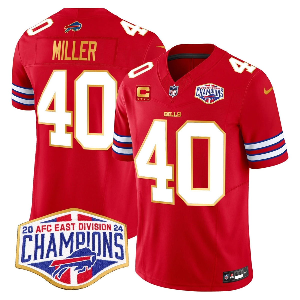 Bills 2024 AFC East Division Champions Gold Trim Vapor Limited Jersey - All Stitched