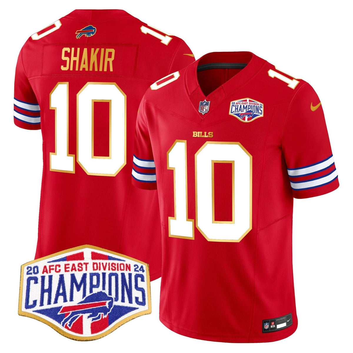 Bills 2024 AFC East Division Champions Gold Trim Vapor Limited Jersey - All Stitched