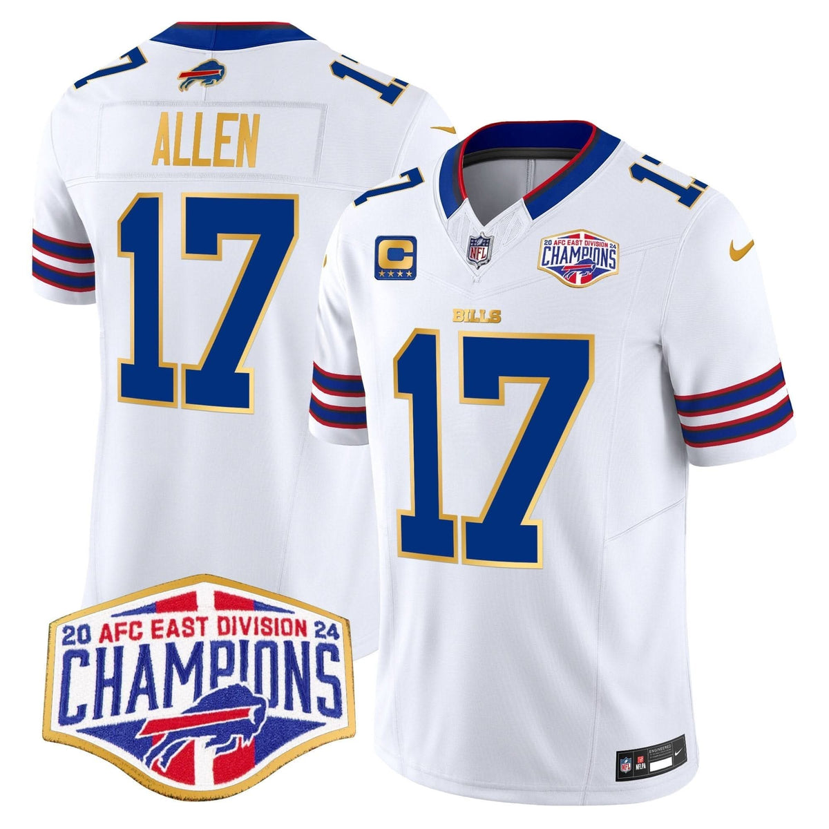 Bills 2024 AFC East Division Champions Gold Trim Vapor Limited Jersey - All Stitched