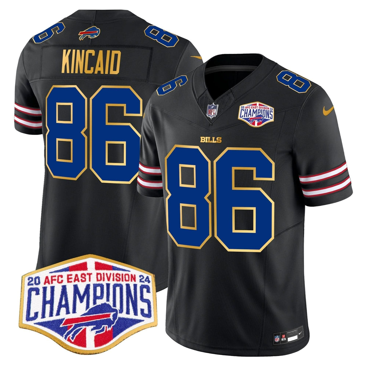 Bills 2024 AFC East Division Champions Gold Trim Vapor Limited Jersey - All Stitched