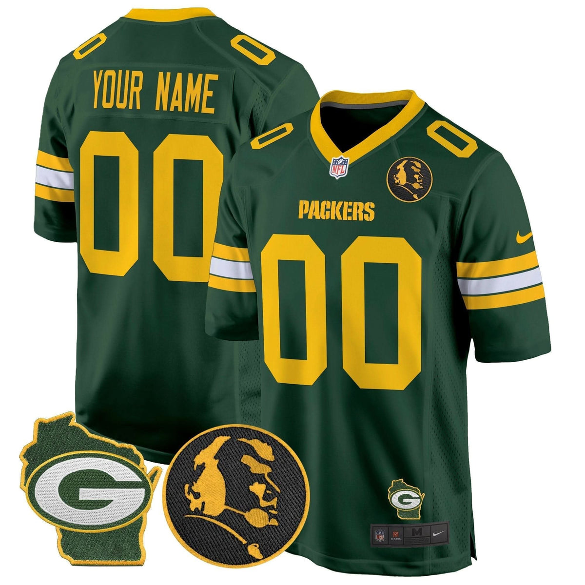 Packers John Madden & Home Patch Game Custom Jersey - All Stitched