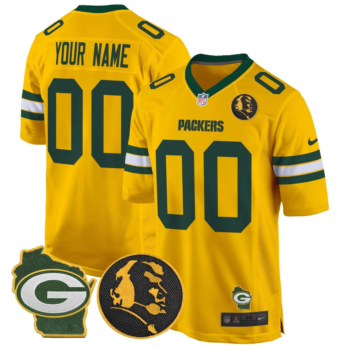 Packers John Madden & Home Patch Game Custom Jersey - All Stitched