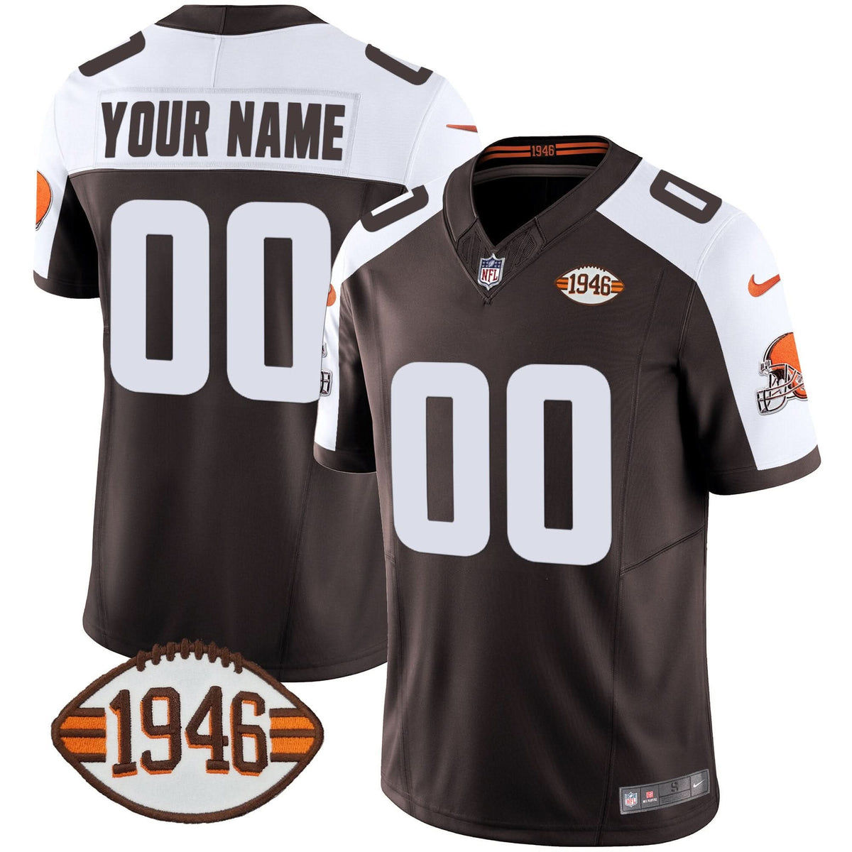 Browns 1946 75th Anniversary Patch Custom Jersey - All Stitched
