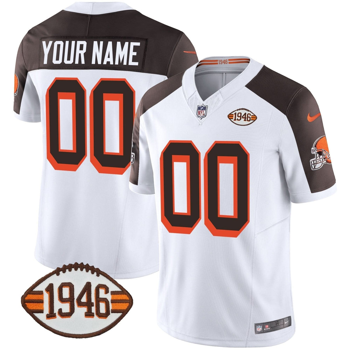 Browns 1946 75th Anniversary Patch Custom Jersey - All Stitched