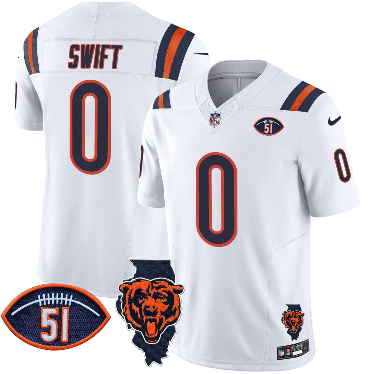 Bears Illinois Patch Vapor Limited Jersey V2 - All Stitched