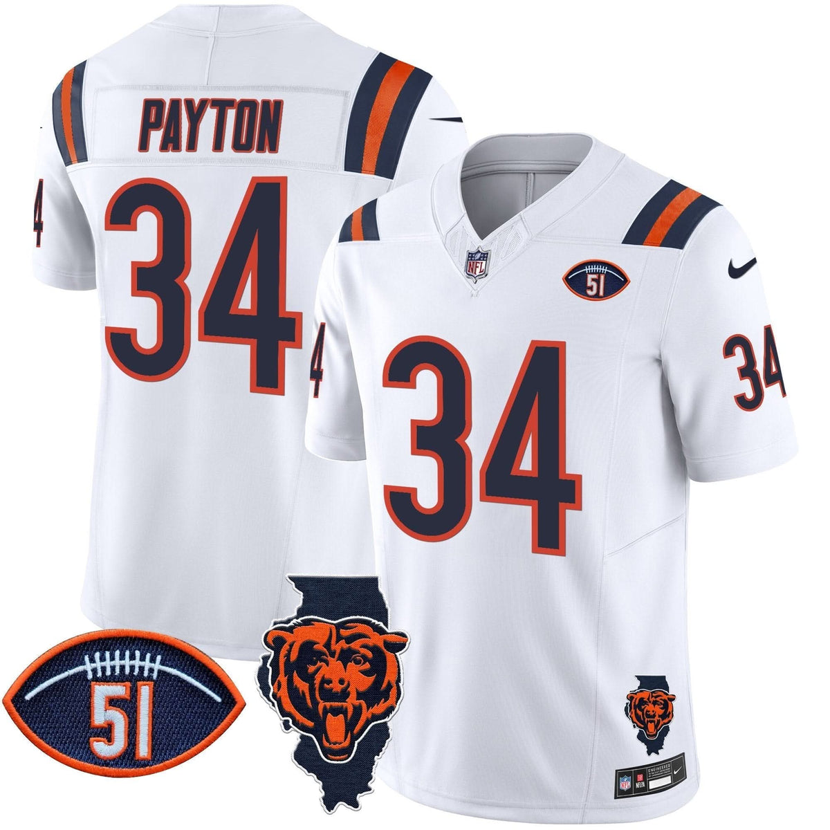 Bears Illinois Patch Vapor Limited Jersey V2 - All Stitched