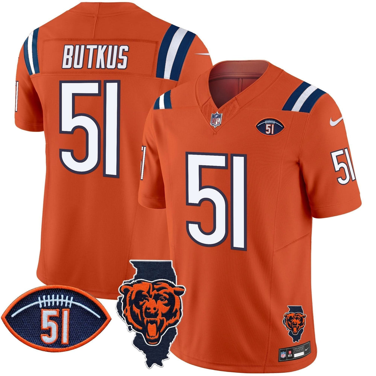 Bears Illinois Patch Vapor Limited Jersey V2 - All Stitched