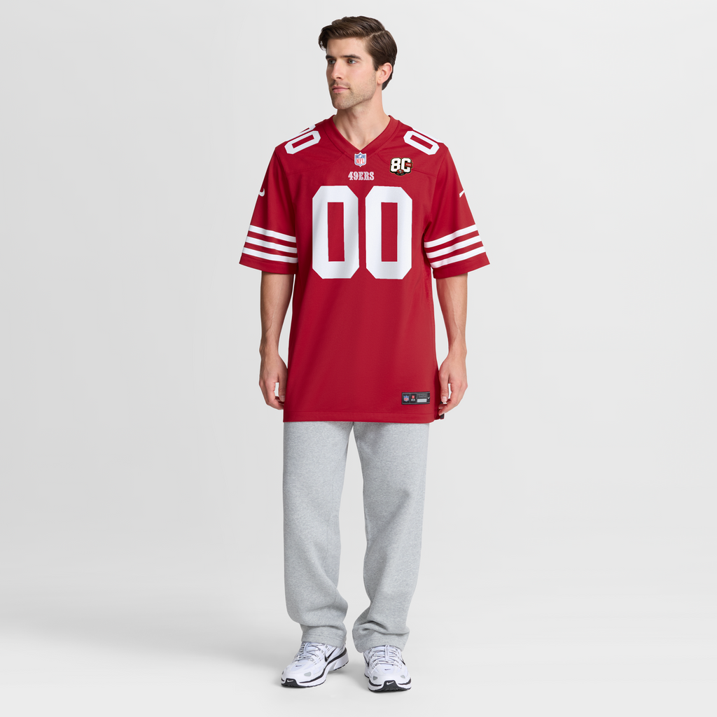 Men's San Francisco 49Ers Nike Scarlet 80Th Anniversary Custom Game Jersey
